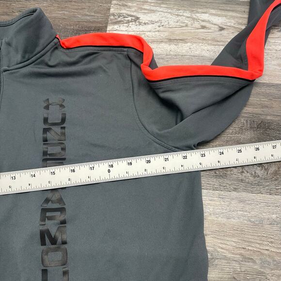 Under Armour Track Jacket Gray Orange Womens L Spell Out Logo Full Zip Athletic - Picture 6 of 8